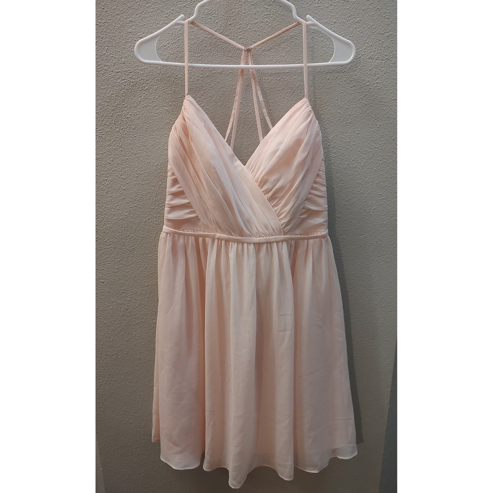 David's Bridal Chiffon Dress With Pleated Bodice And Strappy Back SoE 4 Petal